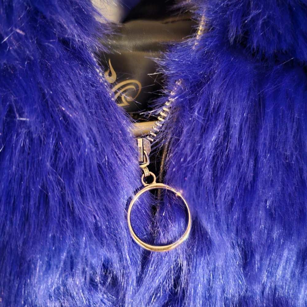 QIYE Vibrant Blue Faux Fur Jacket - Picture 2 of 7